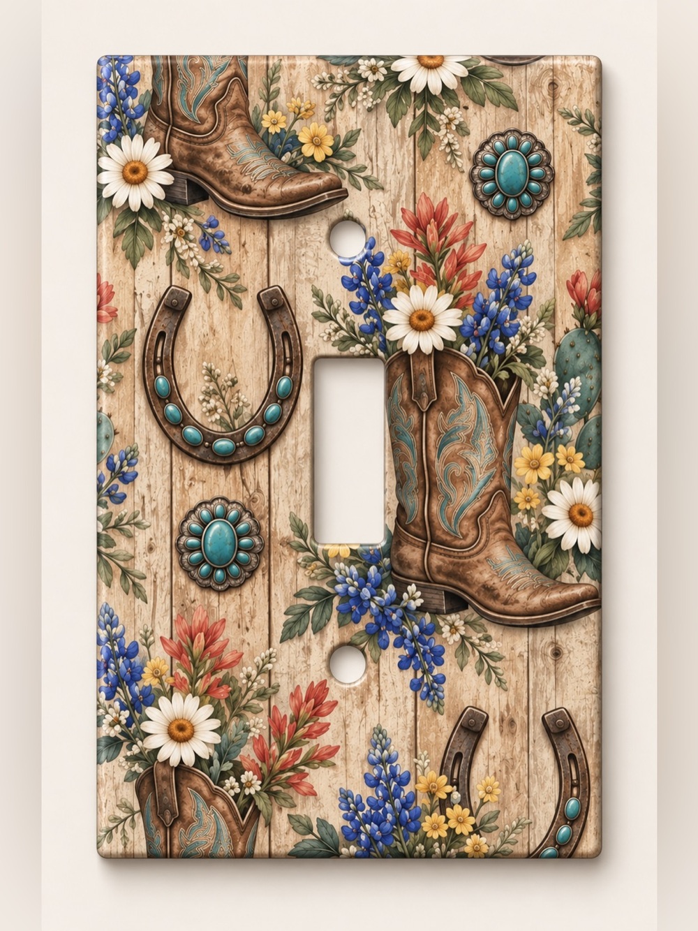 Western Cowboy Boots Wildflower Toggle Wall Plate Cover Rustic Midway Size